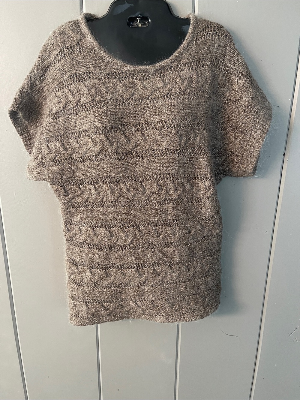 Express Sweater Mohair Top Taupe Gold Metallic Preppy Old Money Quiet Luxury
